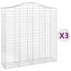 vidaXL Габионни кошници арка 3 бр 200x50x200/220 см поцинковано желязо