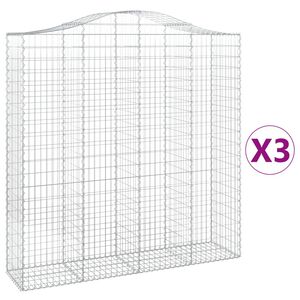 vidaXL Габионни кошници арка 3 бр 200x50x200/220 см поцинковано желязо