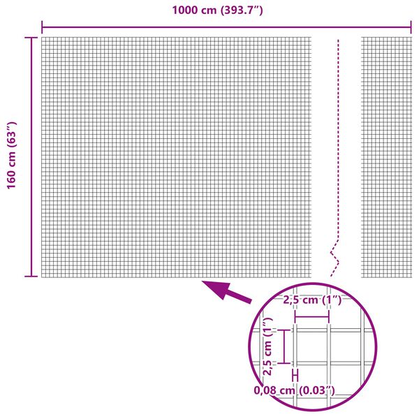 vidaXL Заварена мрежа ограда Сребрист 1.6 x 10 m