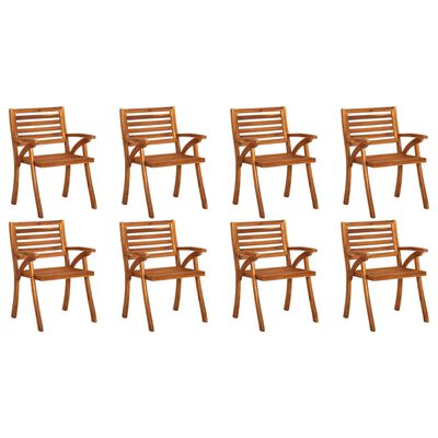 vidaXL Градински столове с възглавници, 8 бр, акация масив