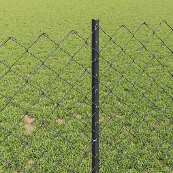 vidaXL Ограда с пост Сив 1 x 10 m Стомана и PVC