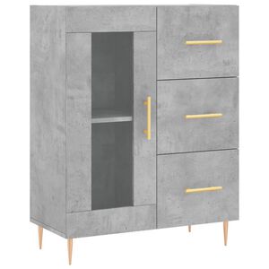 vidaXL Сайдборд, бетонно сив, 69,5x34x90 см, инженерно дърво
