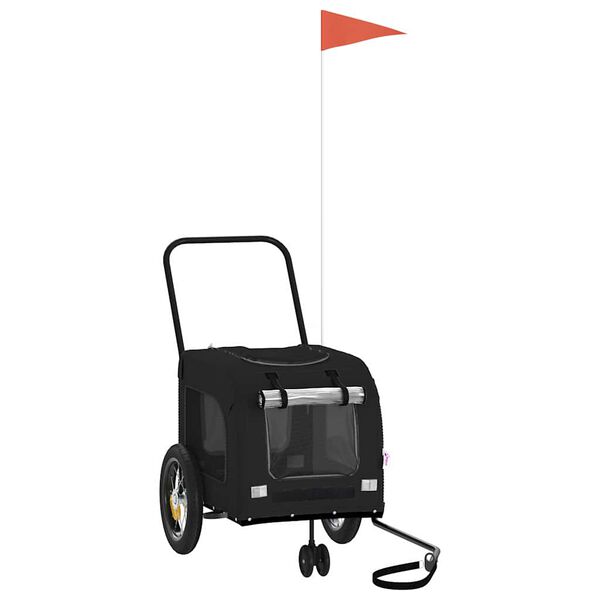 vidaXL Ремарке за велосипед за домашни любимци със съхранение Черно