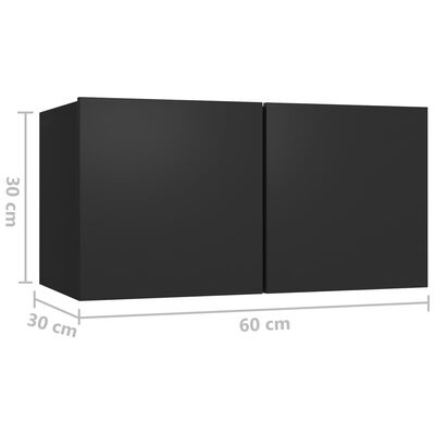 vidaXL Окачен TВ шкаф, черен, 60x30x30 см