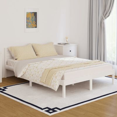vidaXL Рамка за легло, бор масив, 140х200 см, бяло