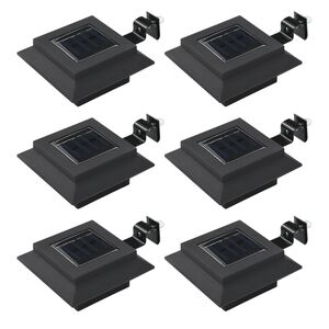 vidaXL Градински соларни лампи, 6 бр, LED, квадратни, 12 см, черни