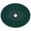 vidaXL Луксозна овална мивка, матово тъмнозелена, 40x33 см, керамика