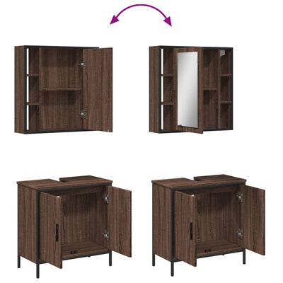 vidaXL Комплект мебели за баня от 2 части, кафяв дъб, инженерно дърво