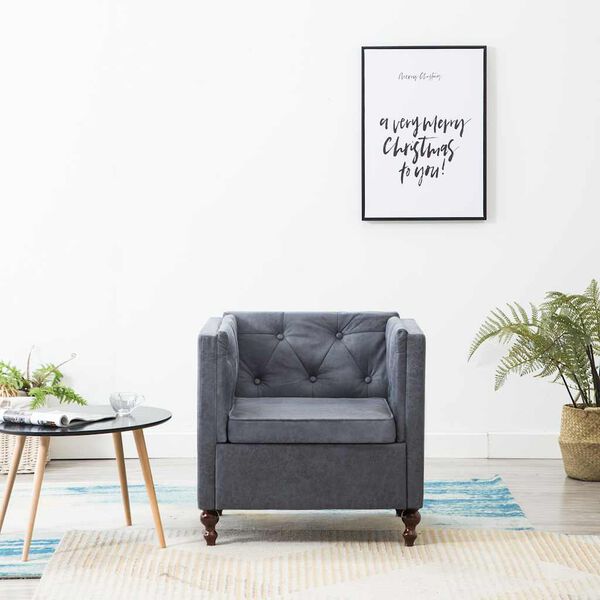 vidaXL Фотьойл, сив, текстил