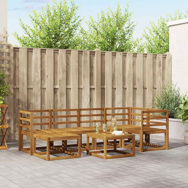 vidaXL Комплект дивани за открито 7 pcs Естествено и светло сиво