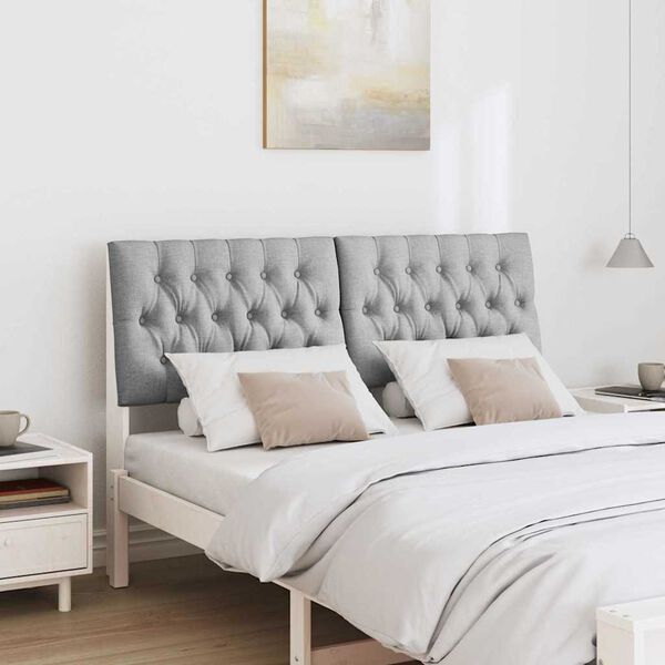 vidaXL Тапицирана табла Светлосиво 135 cm Солидно борово дърво