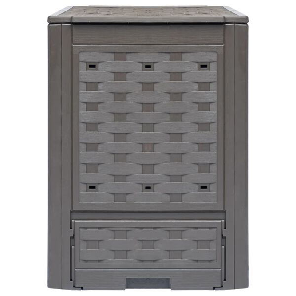 vidaXL Компостери, 3 бр, кафяви, 60x60x83 см, 900 л, пластмасов ратан