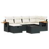 vidaXL Градински комплект диван с възглавници 7 части черен полиратан
