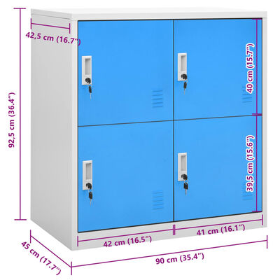 vidaXL Заключващ се шкаф, светлосиво и синьо, 90x45x92,5 см, стомана