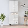 vidaXL Висок шкаф, бял гланц, инженерно дърво