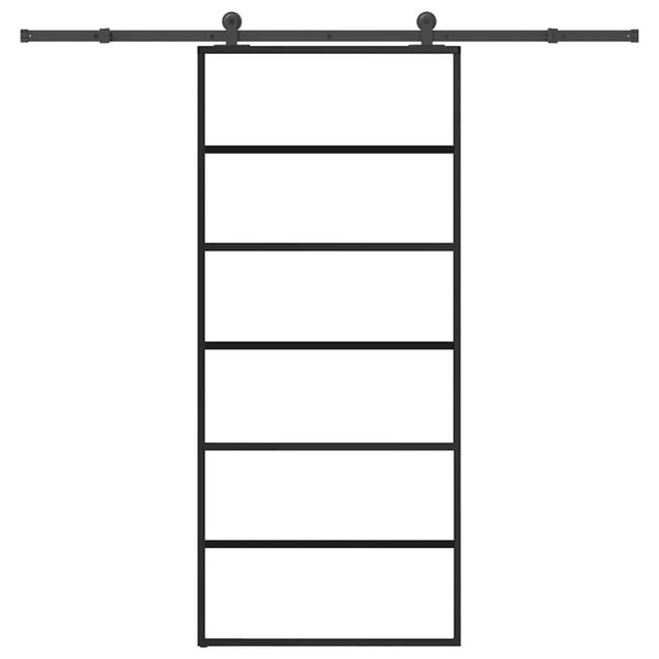 vidaXL Плъзгаща се врата с обков 90x205 см ESG стъкло и алуминий