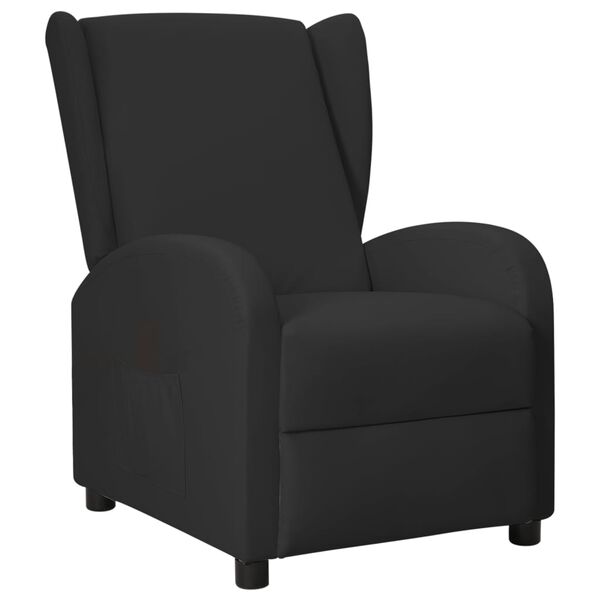 vidaXL Wingback изправящ стол реклайнер, черна, изкуствена кожа