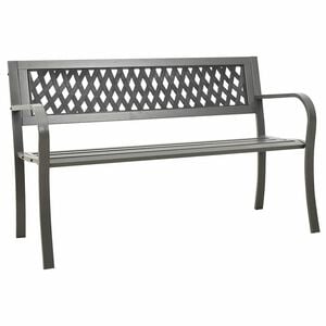 vidaXL Градинска пейка, 125 см, стомана, сива