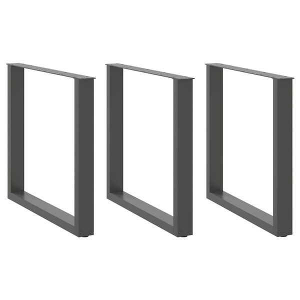 vidaXL Крака за трапезна маса, U-образни, 3 бр., антрацит, 80x(72-73) см, стомана