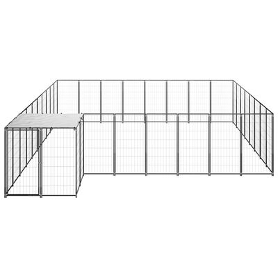 vidaXL Клетка за кучета, черна, 20,57 м², стомана