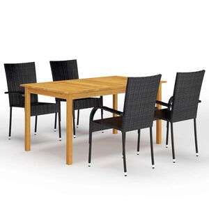 vidaXL Градински трапезен комплект, 5 части, черен