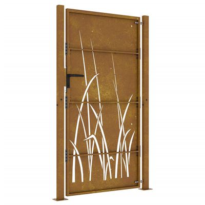 vidaXL Градинска порта, 105x205 см, кортенова стомана, дизайн с треви
