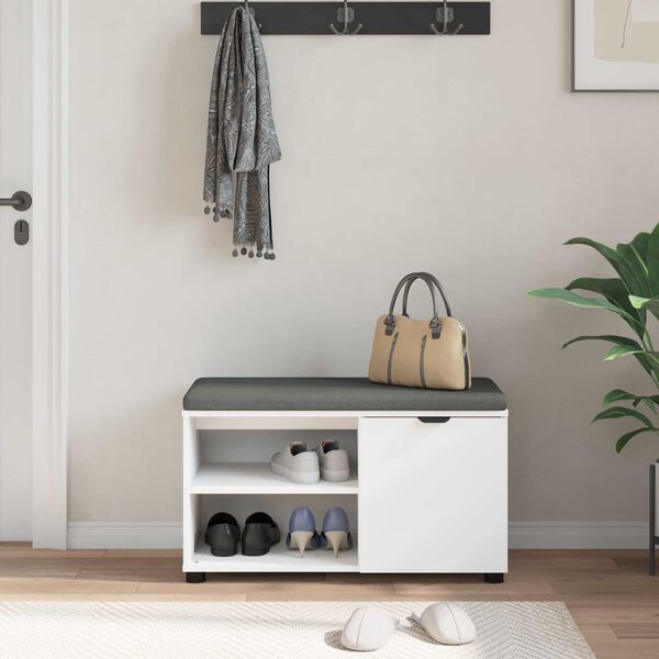 vidaXL Пейка за коридор Бял 80 x 38 x 46 см Композитно дърво и текстил