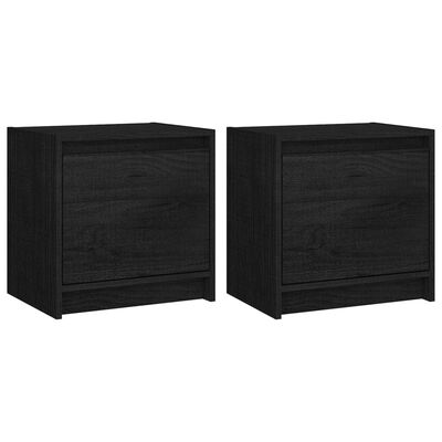 vidaXL Нощни шкафчета, 2 бр, черни, 40x30,5x40 см, бор масив