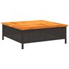 vidaXL Градинска маса, черна, 70x70x25 см, ратан и акациево дърво