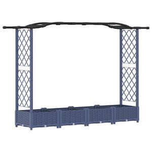 vidaXL Повдигнато легло с решетка и покривка Сиво 207 x 40 x 123 см ПП
