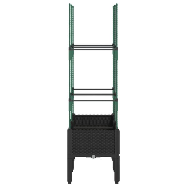 vidaXL Градински сандък с пергола, черен, 80x40x142,5 см, PP