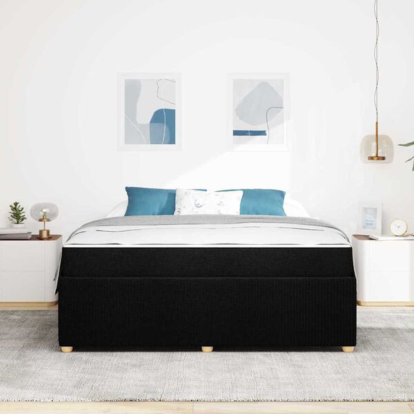 vidaXL Рамка за легло с матрак Черно 180 x 200 cm текстил