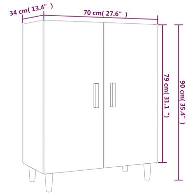 vidaXL Висок шкаф, бял гланц, 70x34x180 см, инженерно дърво