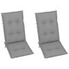 vidaXL Градински столове, 2 бр, сиви възглавници, тиково дърво масив