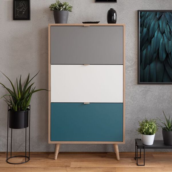 Finori Шкаф за обувки C-uba 42, дъб сонома и трицветен