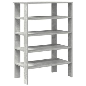 vidaXL Етажерка за обувки, бетонно сива, 61x32x87,5см, инженерно дърво