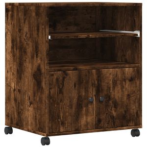 vidaXL Стойка за принтер с колелца, опушен дъб, 60x48x74 см