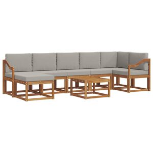 vidaXL Комплект дивани за открито 8 pcs Естествено и светло сиво