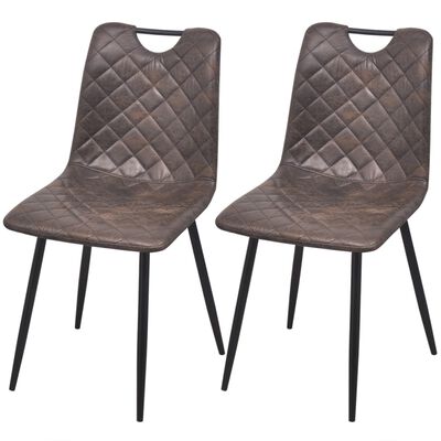 vidaXL Трапезни столове, 2 бр, тъмнокафяви, изкуствена кожа