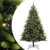 vidaXL Изкуствен сгъваем коледен дърво с 300 LED светлини Зелено