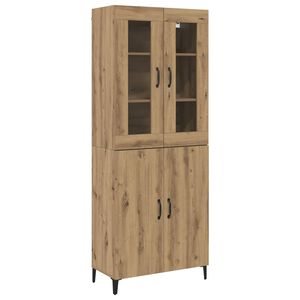 vidaXL Висок шкаф 2 бр. Дъб 69,5 x 34 x 180 см Инженерна дървесина