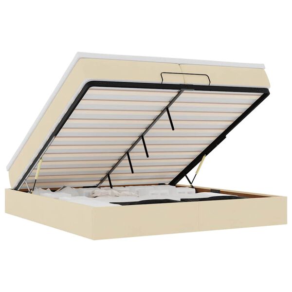 vidaXL Османска легло с матраци, кремаво, 200x200 см, плат