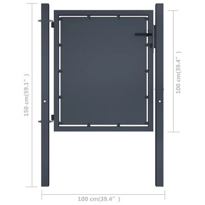 vidaXL Градинска порта, стомана, 100x100 см, антрацит