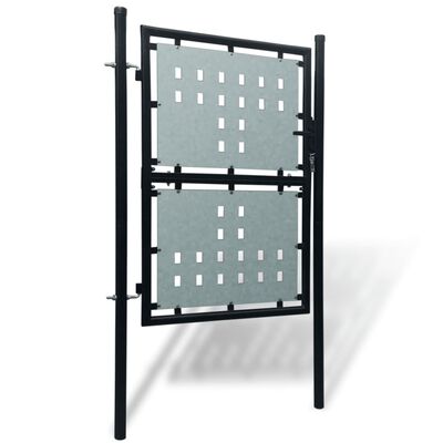 vidaXL Единична оградна врата, 100x175 см, черна