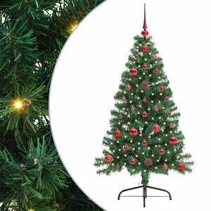 vidaXL Изкуствена коледна елха с подсветка Зелен 120 cm ПВЦ