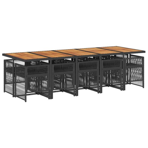 vidaXL Градински комплект с възглавници 11 части полиратан черен