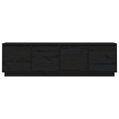 vidaXL ТВ шкаф, черен, 156x37x45 см, бор масив