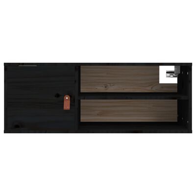 vidaXL Стенни шкафове, 2 бр, черни, 80x30x30 см, бор масив