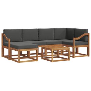 vidaXL Комплект дивани за открито 7 pcs Натурален и Антрацит