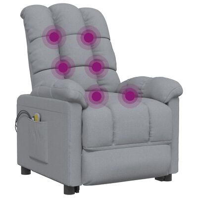 vidaXL Електрически масажен стол, светлосив, текстил